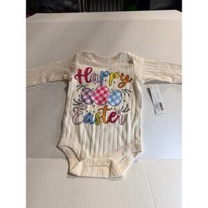 Member’s Mark Baby Upstyled Happy Easter Long Sleeve Bodysuit White Size 3M NWT
